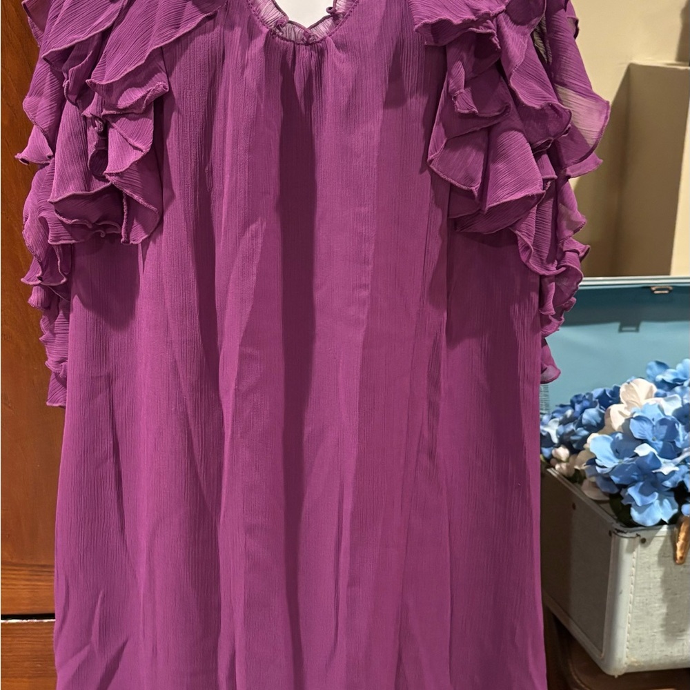 Pretty Purple Ruffle Mini Dress - Picture 2 of 7